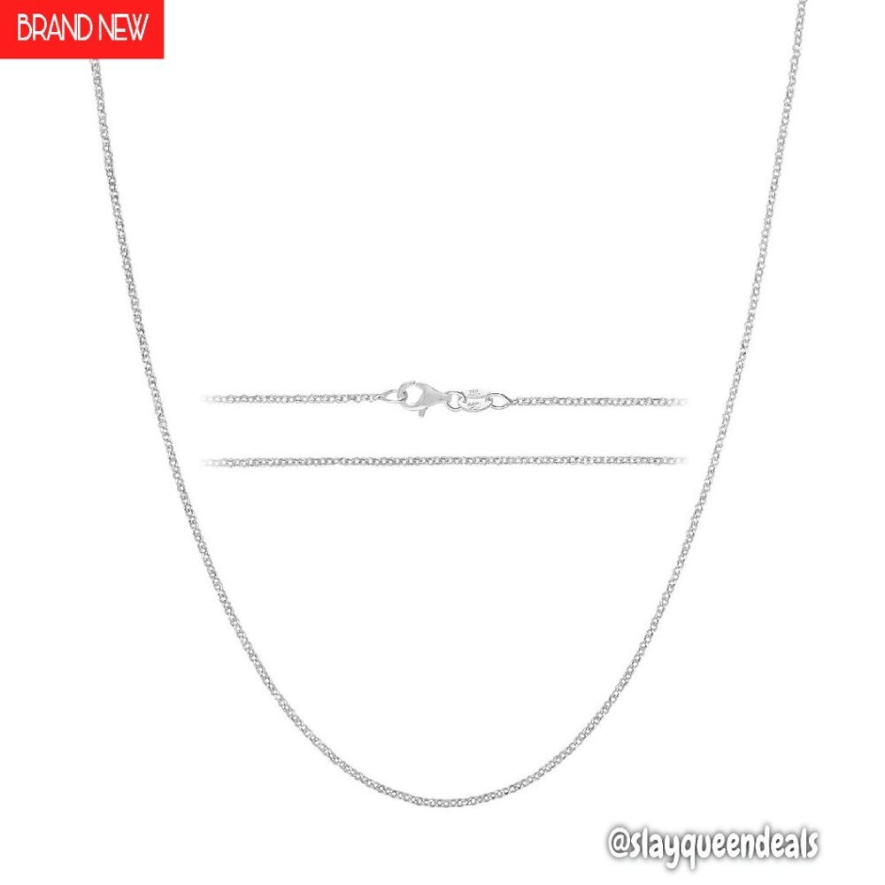 Sterling Silver Chain Necklace 1.6mm Diamond Cut Cable 20 Inch Lobster Clasp